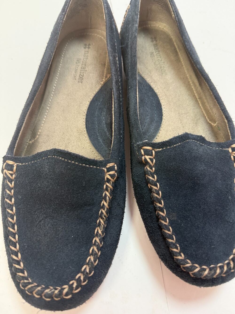 Naturalizer N5 Comfort Navy Blue Suede Moccasin Loafers Slip On Flats